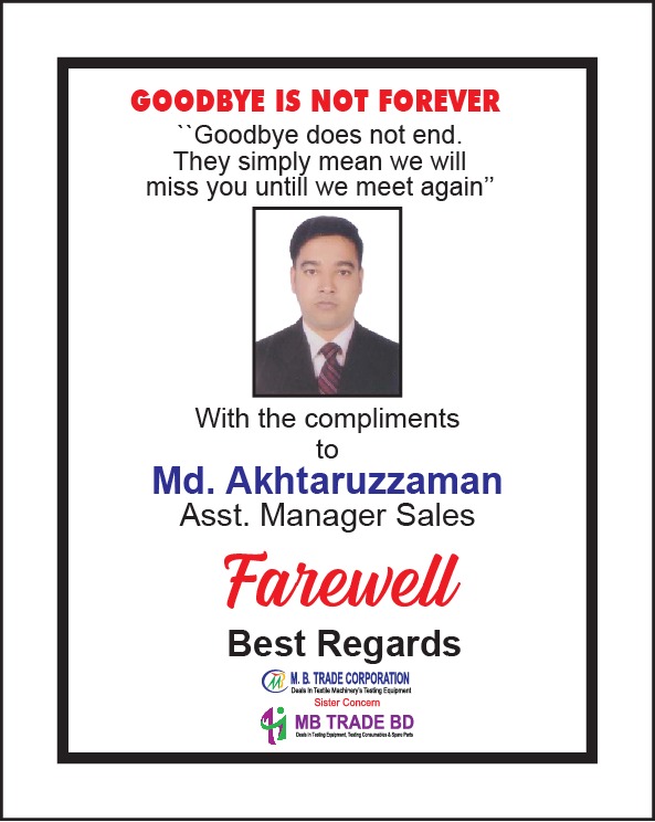 md.akhtaruzzaman-asst.manager-sales Farewell Best Regards
